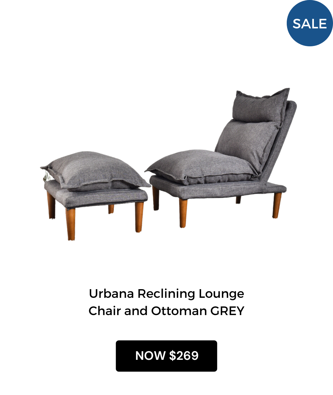 Urbana Reclining Lounge Chair and Ottoman GREY